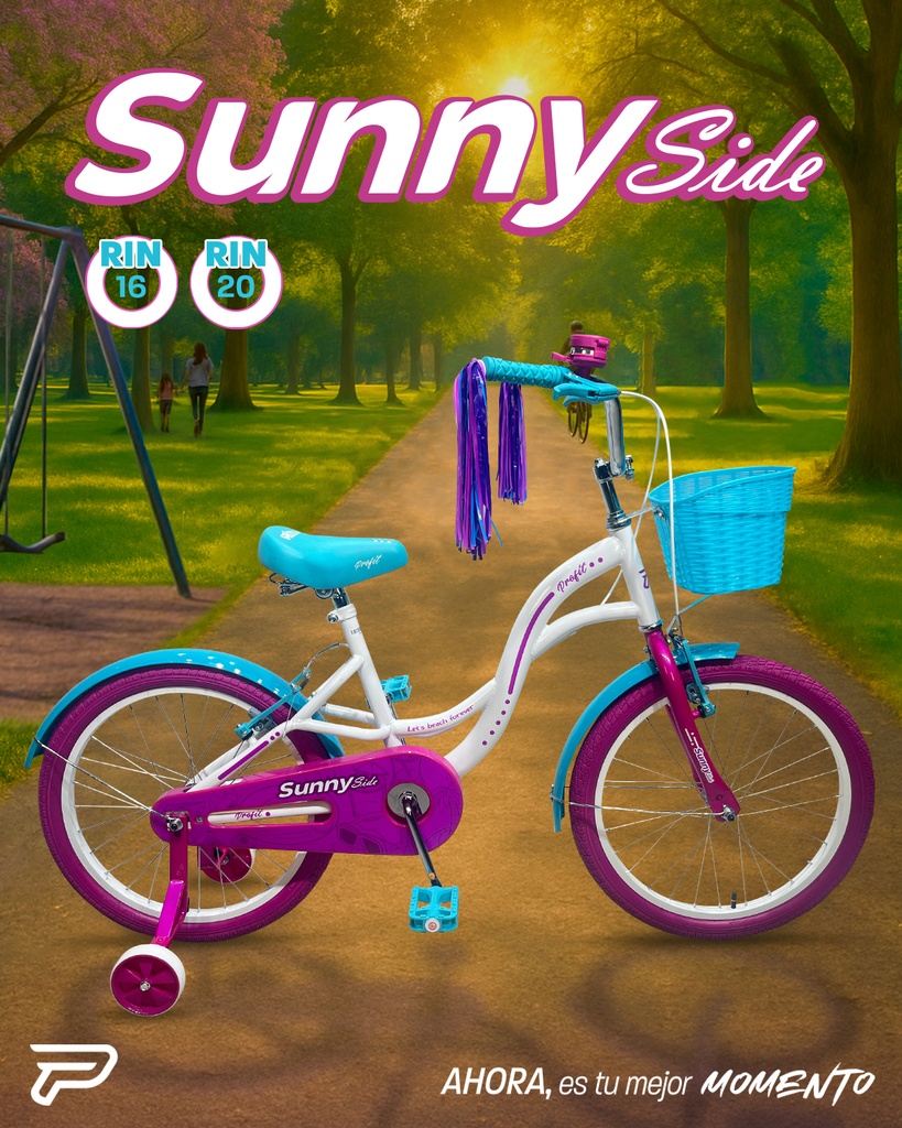 BICICLETA 16er PROFIT SUNNY SIDE 1 VEL BLANCO-ROSADO-AZUL