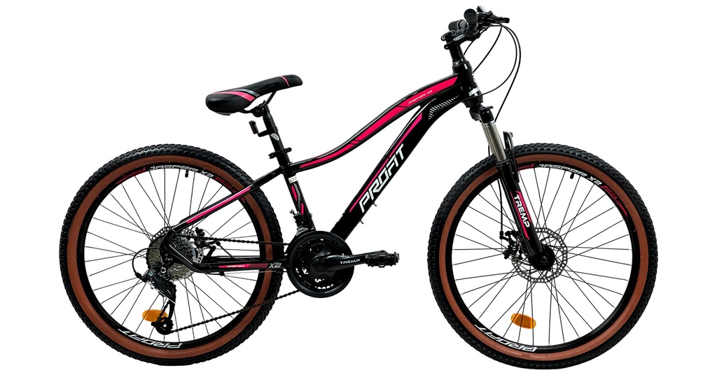 BICICLETA PROFIT 24er DALLAS/JASPER X2 8 VEL S NEGRA/ROSADA EN CAJA IND. ENSAMBLE PARCIAL