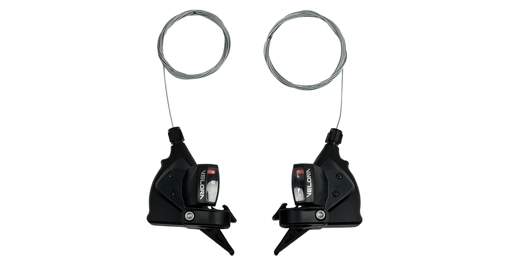 PALANCAS RAPID-FIRE INDEX, MTB 2X9 VELOCIDADES, ACERO/RESINA, VELORA