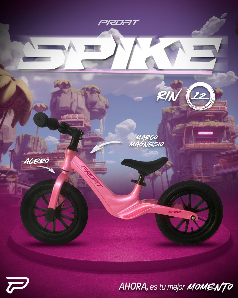 BICICLETA 12er PROFIT IMPULSO SPIKE MAGNESIO/ACERO ROSADA