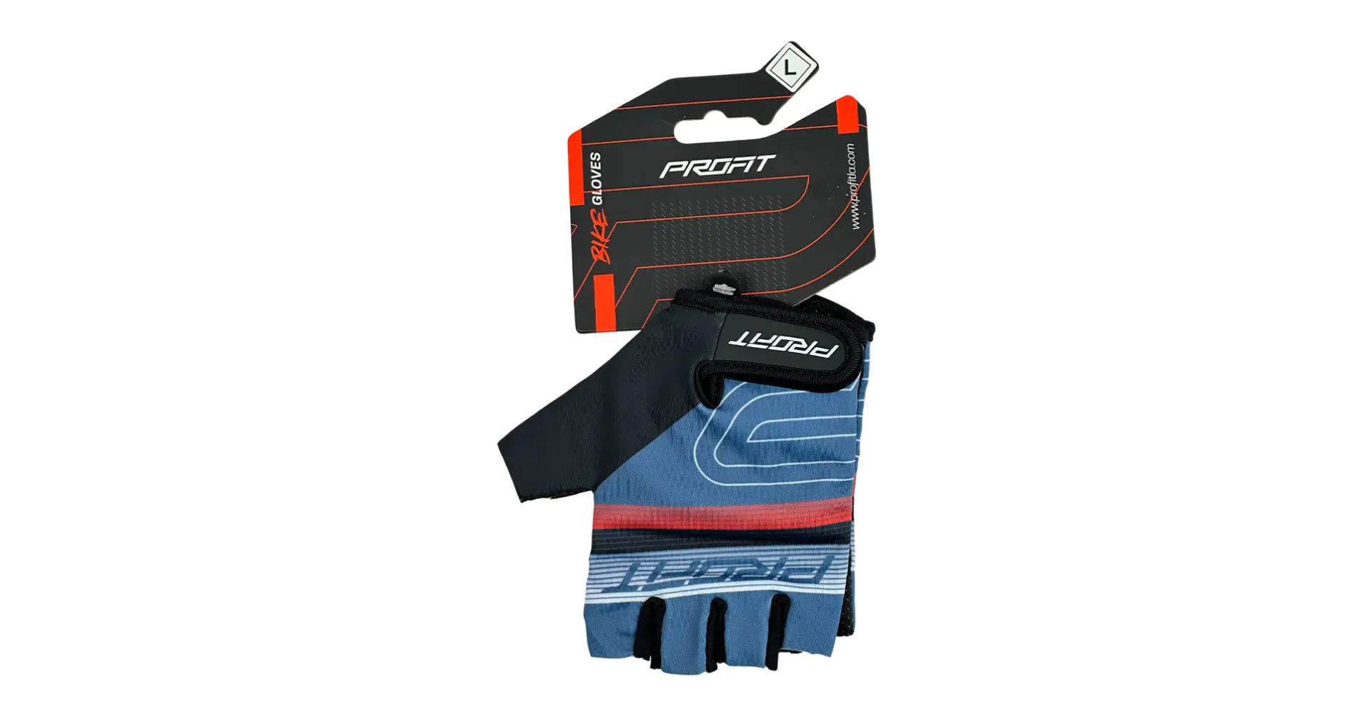 GUANTES PROFIT UNISEX, DEDOS MEDIOS, TALLA M COLOR AZUL/NEGRO/ROJO. PR-2516. EMPAQUE INDIVIDUAL.