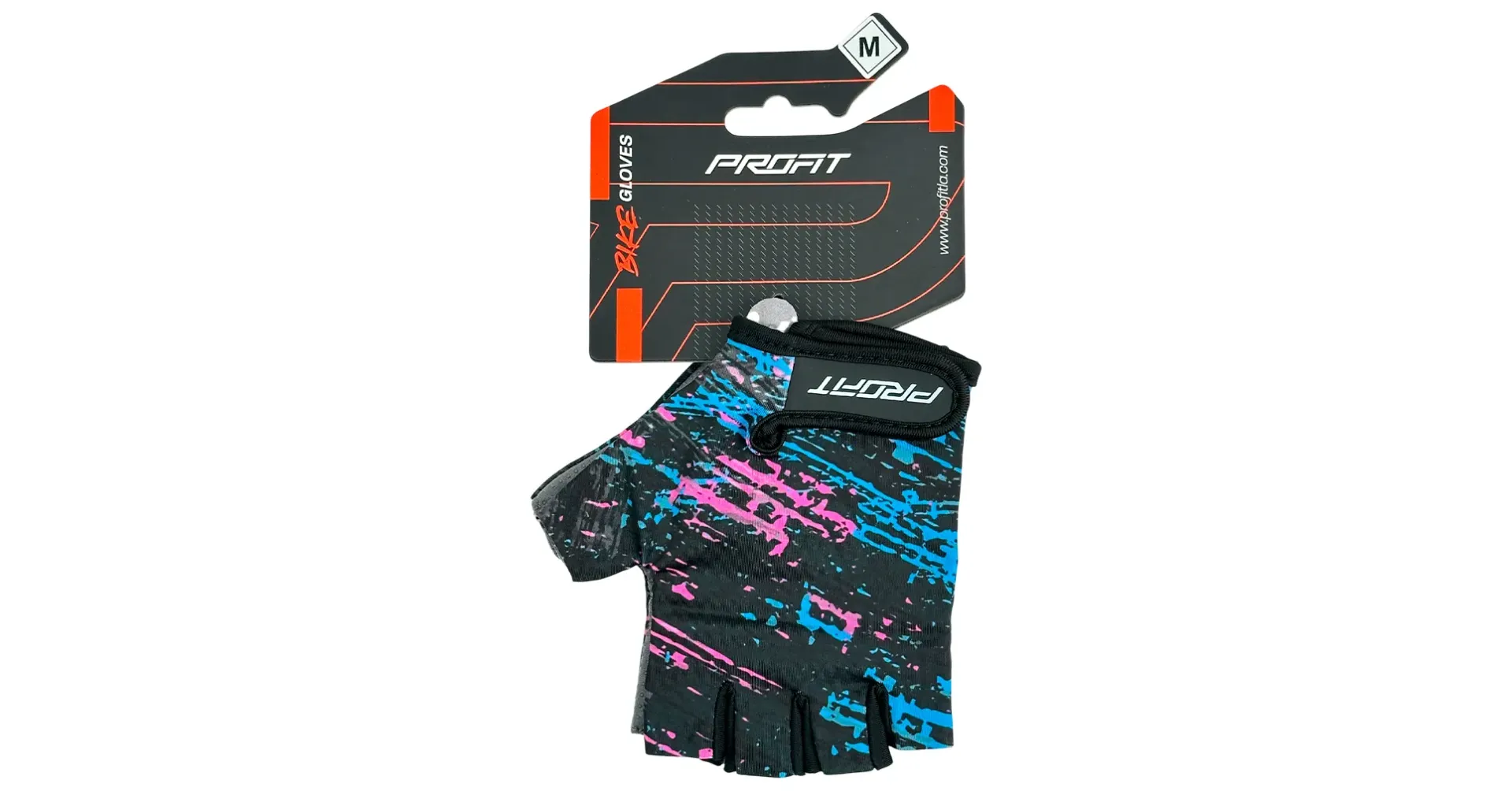 GUANTES PROFIT UNISEX, DEDOS MEDIOS, TALLA M COLOR FUCSIA/AZUL/NEGRO. PR-3305. EMPAQUE INDIVIDUAL.