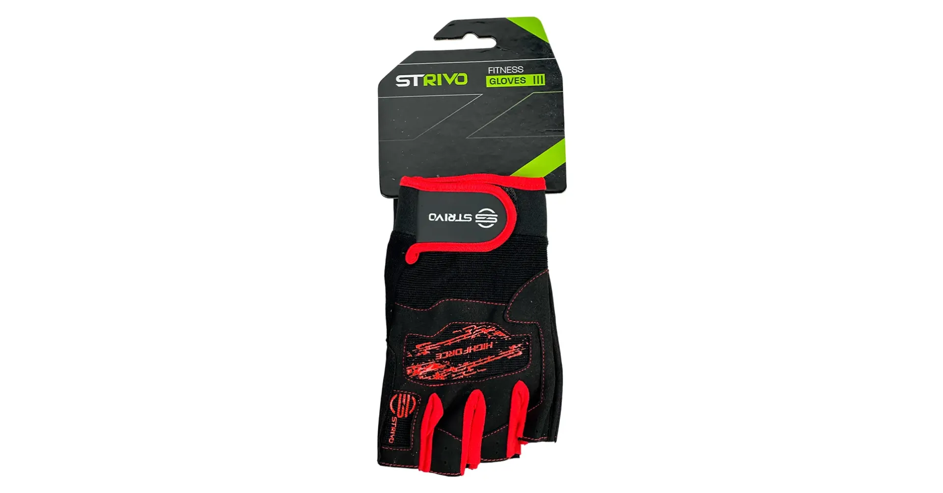GUANTES STRIVO UNISEX, DEDOS MEDIOS, TALLA M COLOR NEGRO/ROJO. OP-2354. EMPAQUE INDIVIDUAL.