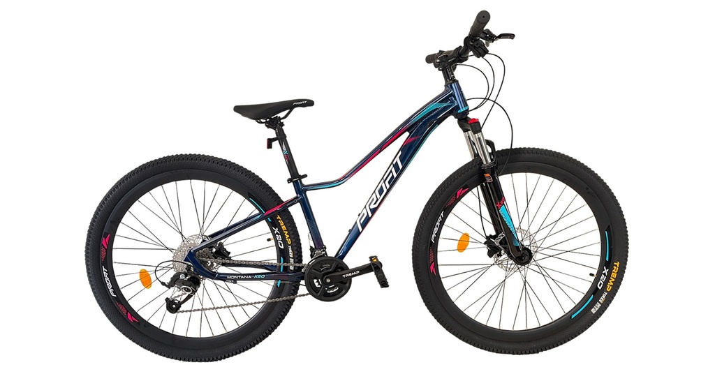 BICICLETA 29er PROFIT MONTANA X20 9 VEL XS AZUL/TURQUESA/ROSADO
