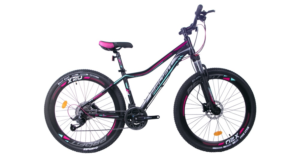 BICICLETA 27er MONTANA X20 MAX 9 VEL S NEGRO/TURQUESA/ROSADO ENSAMBLADA