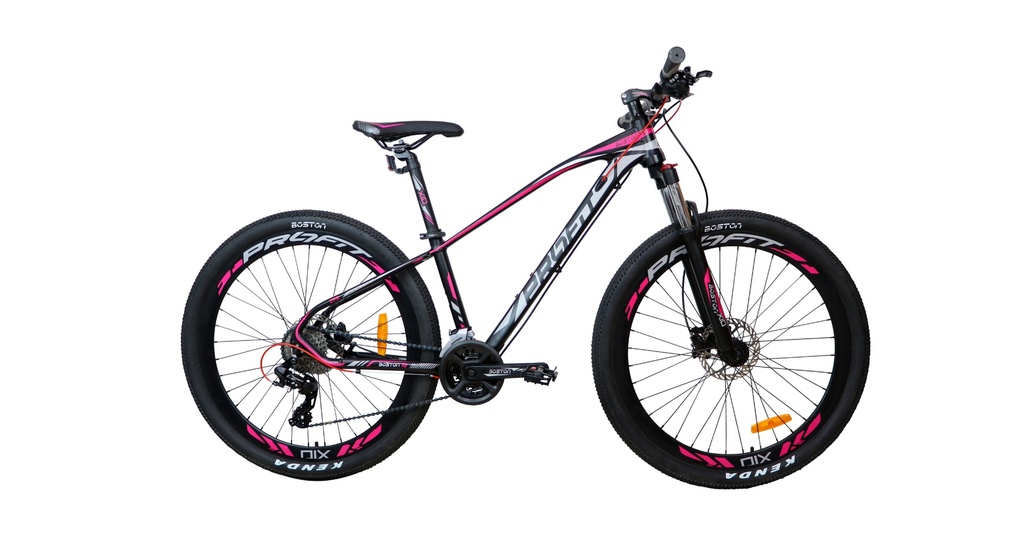 BICICLETA 27er BOSTON X10 8 VEL S NEGRO/ROSADO CAJA X2