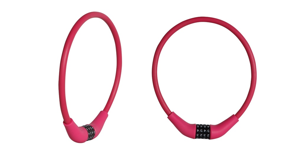 CANDADO OPTIMUS RECUBIERTO TPE, COMBINACION  4 NUMEROS PARA APERTURA. 12MM*600MM ROSADO