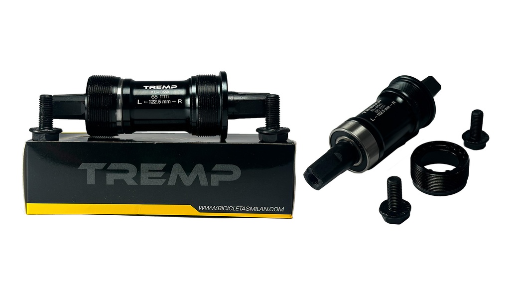 EJE CENTRAL CARTUCHO TREMP ALUMINIO CON TORNILLOS L:122.5mm