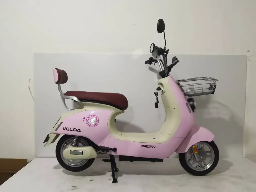 BICIMOTO ELÉCTRICA CON PEDALES PROFIT VELOA 350W ROSADA BATERÍA PLOMO ACIDO 48V/20AH.