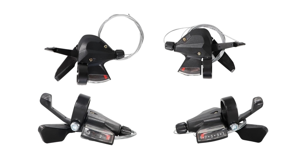 PALANCAS RAPID-FIRE INDEX, MTB 2X9 VELOCIDADES, ALUMINO/RESINA, HISSAI